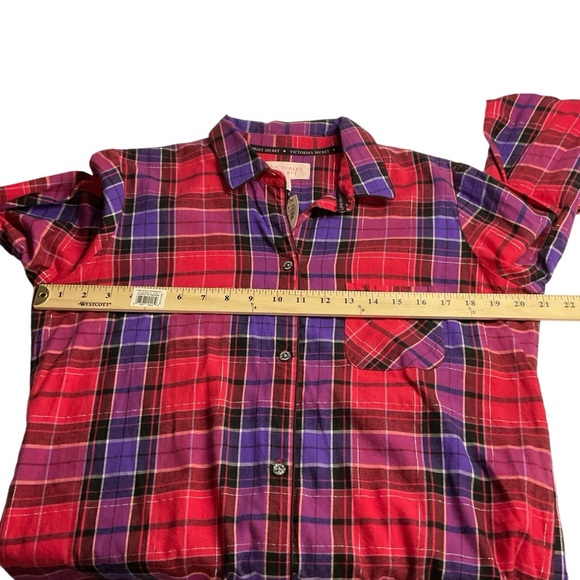 NWT Victoria's Secret Red Purple Plaid Cotton Sleep Shirt Size M - Picture 10 of 15